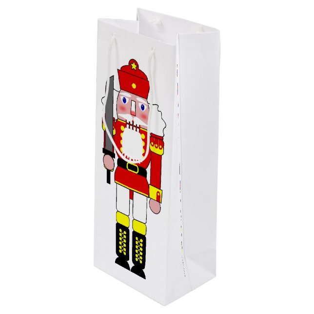 Nutcracker Soldiers Christmas Geschenktüte Für Weinflaschen (Vorderseite Schrägansicht)