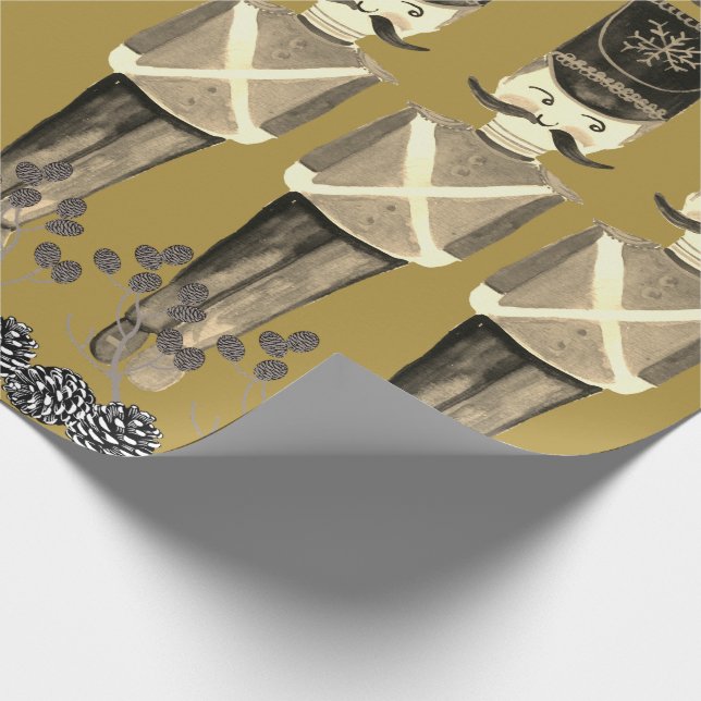 Nutcracker Soldiers Gold Sepia Geschenkpapier (Ecke)