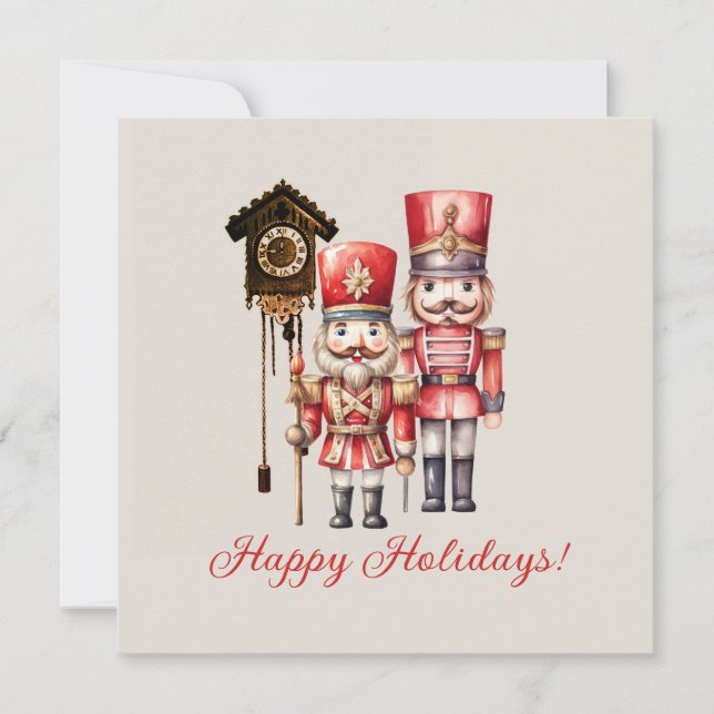 Nutcracker Soldiers Happy Holidays Cuckoo Einladung (Vorderseite)