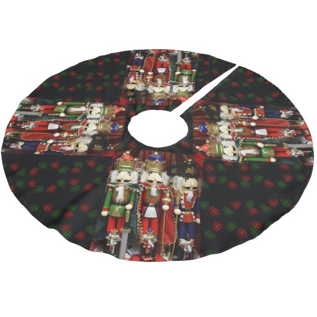 Nutcracker Soldiers Weihnachten Polyester Weihnachtsbaumdecke (Schrägansicht)