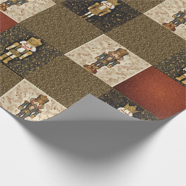 Nutcracker Sparkle Checkerboard Traditional Geschenkpapier (Ecke)