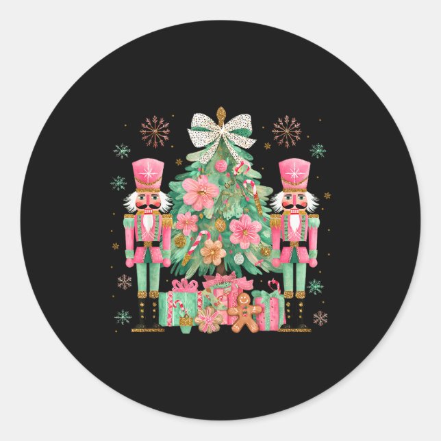 Nutcracker Squad Christmas Tree Ballet Dance Women Runder Aufkleber (Vorderseite)