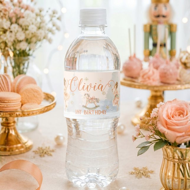 Nutcracker Sugar Plum 1. Geburtstag (Nutcracker Sugar Plum 1st Birthday Water Bottle Label)