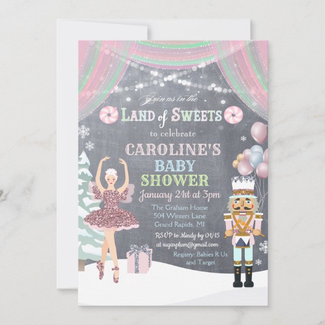 Nutcracker Sugar Plum Baby shower Invitation (Devant)