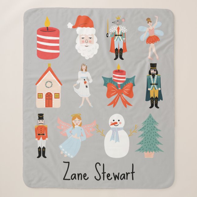 Nutcracker Themed Christmas Personalisiert Blankon Sherpadecke (Vorderseite)