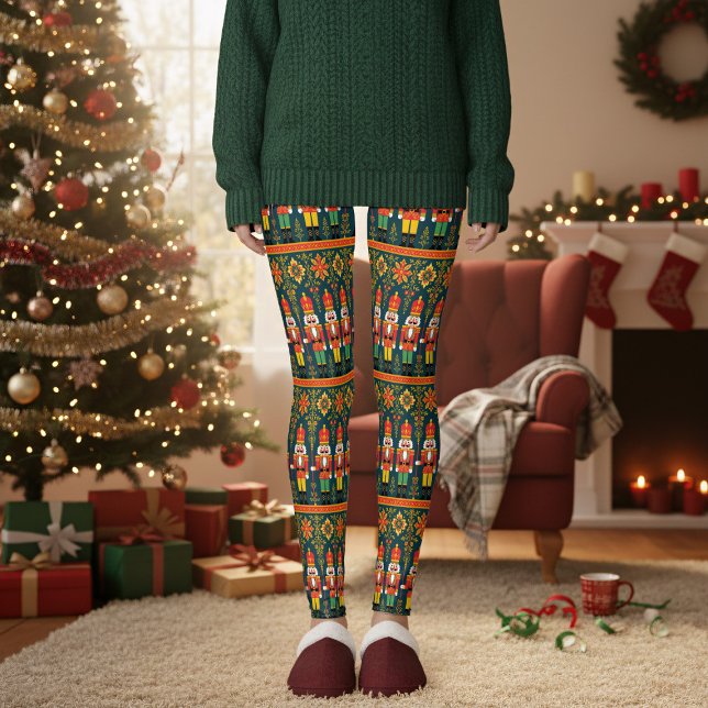 Nutcracker Tower Soldier Weihnachtsfeiertage Leggi Leggings (These leggings are a fun and comfortable addition to your festive family photos.)