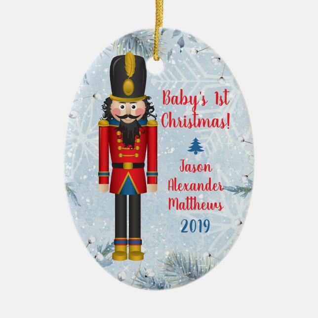 Nutcracker Toy Soldier Baby's First Christmas Keramik Ornament (Vorne)