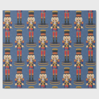 Nutcracker Toy Soldier Drummer Blue Pattern Geschenkpapier