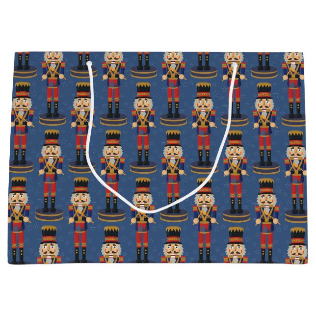 Nutcracker Toy Soldier Drummer Blue Pattern Große Geschenktüte (Vorderseite)