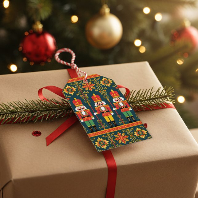 Nutcracker Toy Soldier Folk Weihnachtsgeschenke Ta Geschenkanhänger (Fun and festive folk art nutcracker gift tags just for you)