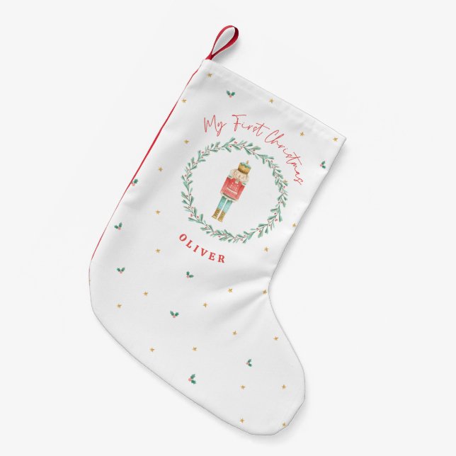 Nutcracker traditionelle botanische niedliche Weih Kleiner Weihnachtsstrumpf (Vorderansicht (hängend))