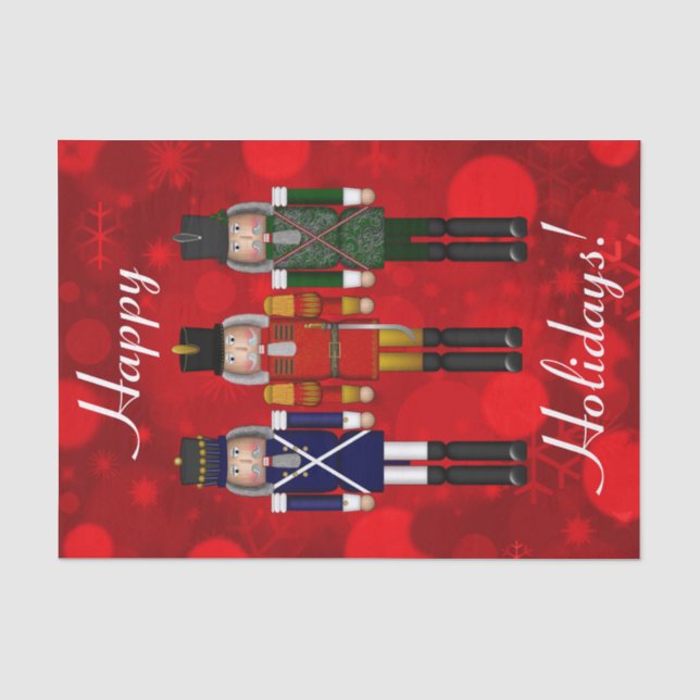 Nutcracker Trio-Red Bokeh-Tissue Wrapping Paper Seidenpapier (Vorderseite)