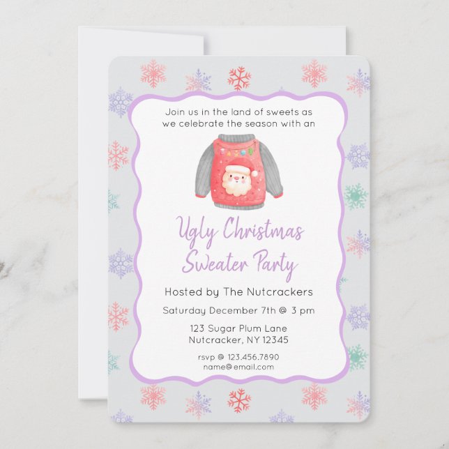 Nutcracker Ugge Christmas Sweater Party Einladung (Vorderseite)