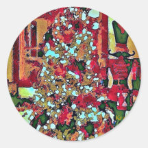 Nutcracker und Weihnachtsbaum Round Stickers