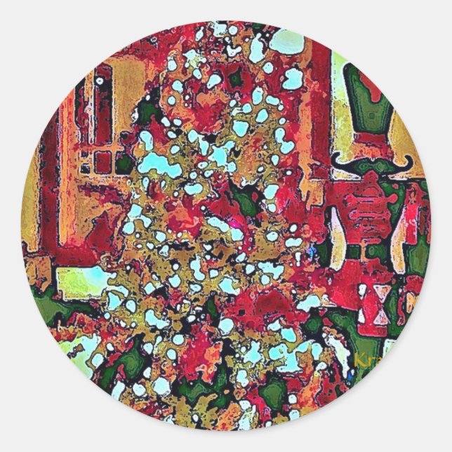 Nutcracker und Weihnachtsbaum Round Stickers (Vorderseite)