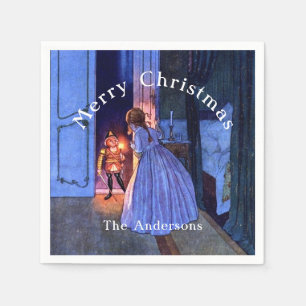 Nutcracker Vintag Art Nouveau Blue Personalisiert Serviette