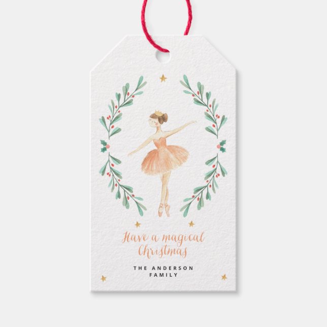 Nutcracker Wasserfarbe botanische niedliche Weihna Geschenkanhänger (Vorderseite)