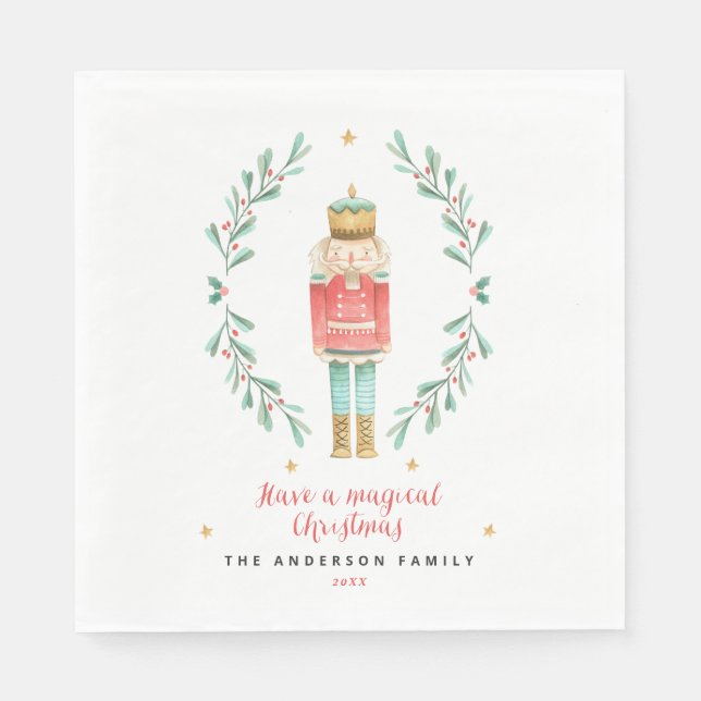 Nutcracker watercolor botanical cute serviette (Vorderseite)