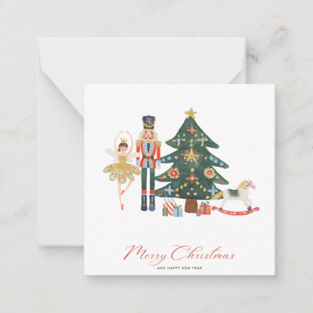 Nutcracker Watercolor Frohe Weihnachts-Foto Mitteilungskarte (Vorderseite)