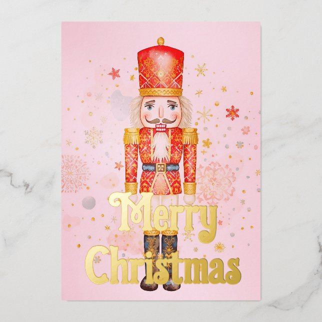 Nutcracker-Weihnachten Folien Feiertagskarte (Vorderseite)