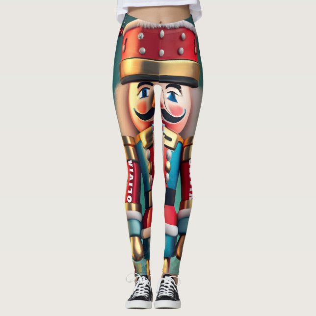 Nutcracker Weihnachten Personalisierte Frauen Leggings (Vorderseite)