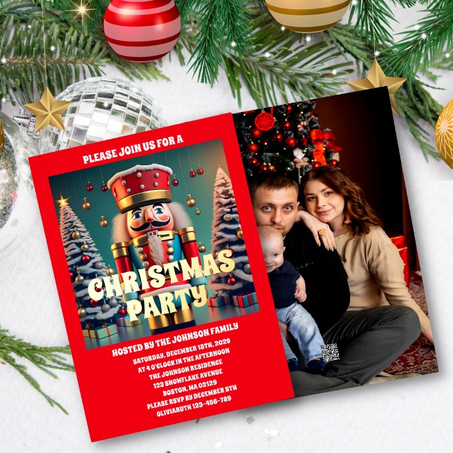 Nutcracker Weihnachts-Party-Foto Folieneinladung (Von Creator hochgeladen)