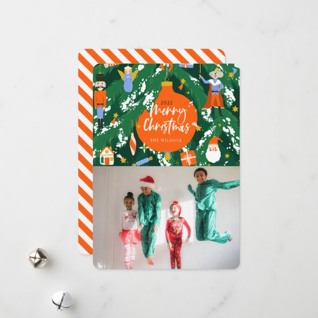 Nutcracker Weihnachtsbaum Foto Weihnachtskarte Feiertagskarte (Vorderseite/Rückseite Beispiel)