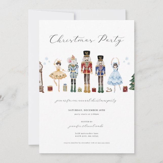 Nutcracker Weihnachtsfeiertag Party Einladung Feie (Vorderseite)