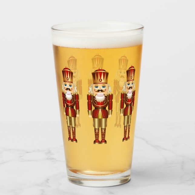 Nutcracker Weihnachtsgeschenk dekoratives Bier Glas (Vorne (Gefüllt))