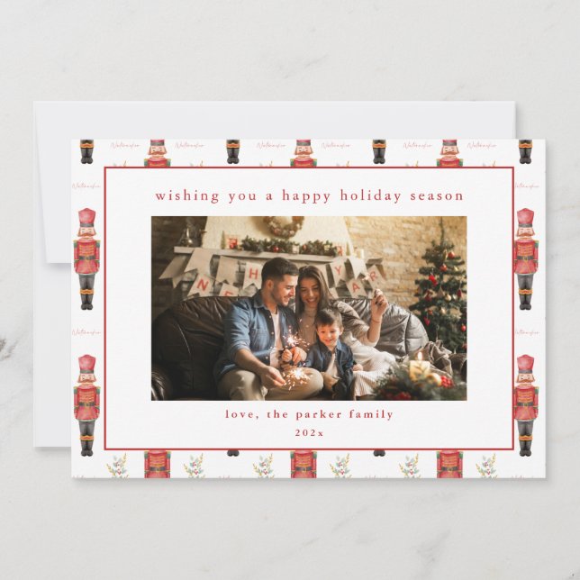 Nutcracker Weihnachtskarte mit Foto Feiertagskarte (Vorderseite)