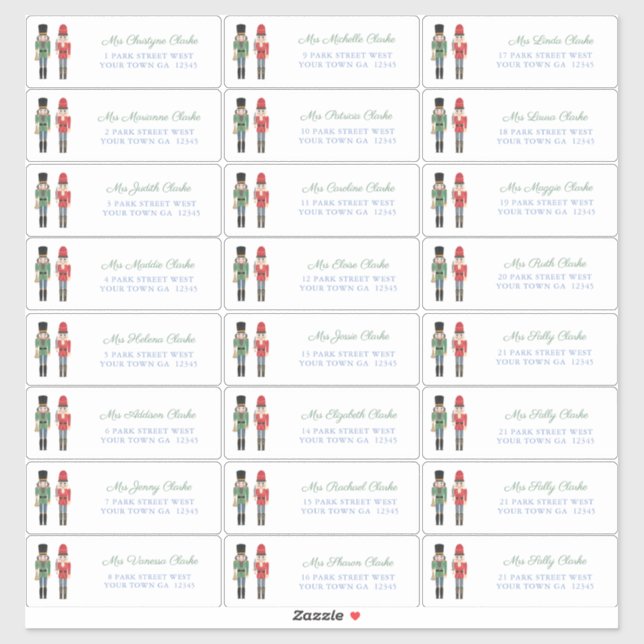 Nutcracker Weihnachtskarten der Familie - Adressen Aufkleber (Blatt)