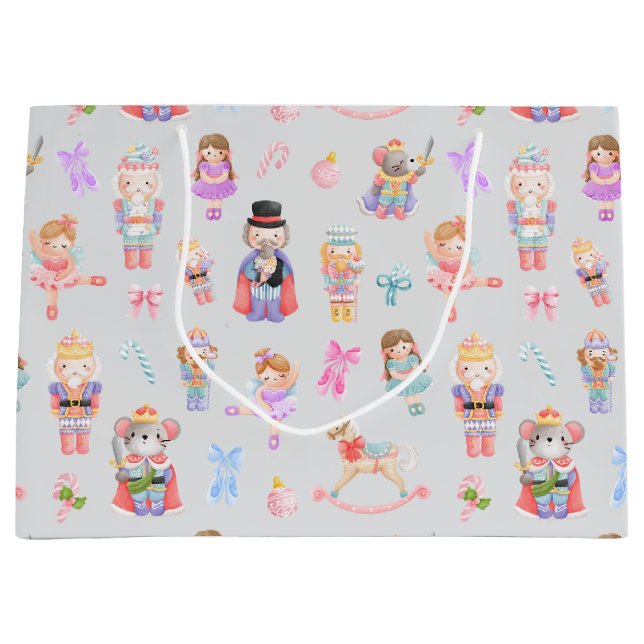 Nutcracker Weihnachtsmuster Große Geschenktüte (Vorderseite)