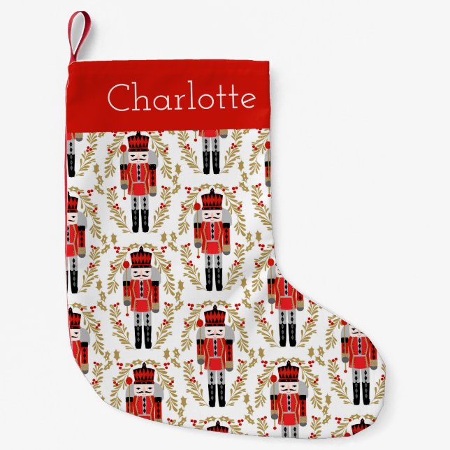 Nutcracker Weihnachtszeit-individuelle Name Kleiner Weihnachtsstrumpf (Vorderseite)