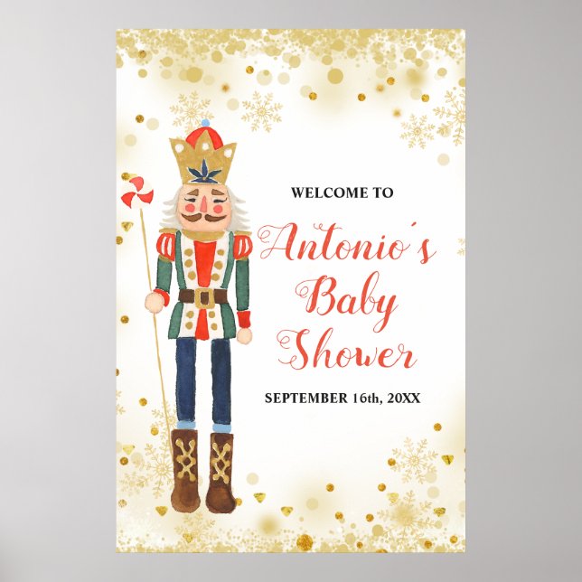 Nutcracker Winter Baby Dusche Begrüßungszeichen Poster (Vorne)