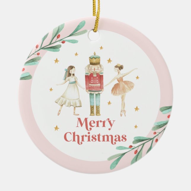 Nutcracker Winter Ballet Weihnachten Keramik Ornament (Vorne)