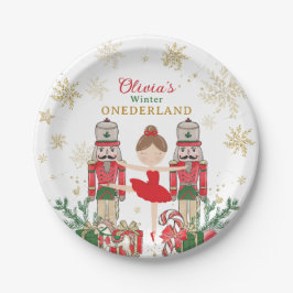 Nutcracker Winter Onederland 1st Birthday Red Pappteller