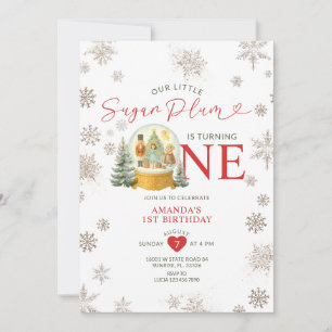 Nutcracker Winterschneeflocken 1. Geburtstag Party Einladung