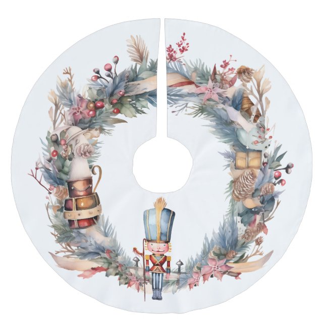 Nutcracker Wreath Eleganter Weihnachtsbaumrock Polyester Weihnachtsbaumdecke (Vorderseite)