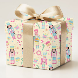 Nutcracker Yellow Pink Blue Weihnachtsfeiertage Geschenkpapier
