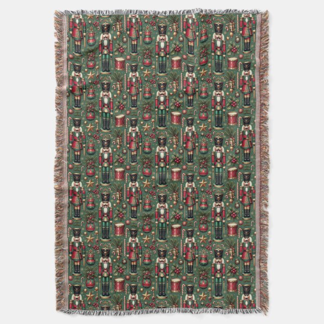 Nutcrackers Pattern Throw Blanket Decke (Vorderseite Vertikal)
