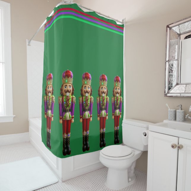Nutcrackers Spaß Weihnachten Grün Lila Duschvorhang (Beispiel)