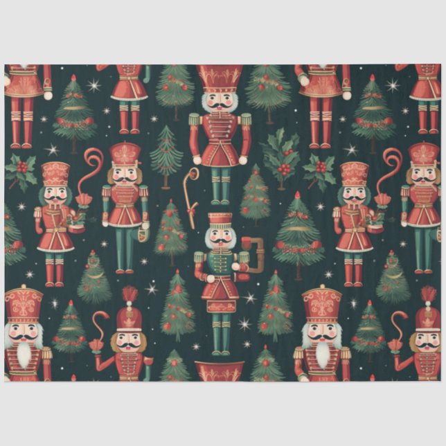 Nutcrackers Weihnachtsbaumen und Sterne Weihnachte Seidenpapier (Vorderseite)