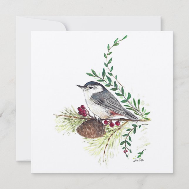 Nuthatch Bird Painting Karte (Vorderseite)