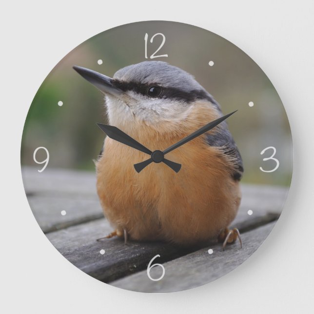 Nuthatch-Foto Große Wanduhr (Vorderseite)