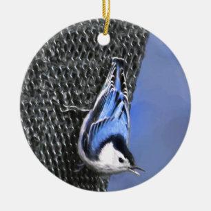 Nuthatch Malerei Original Vogelkunst Keramik Ornament