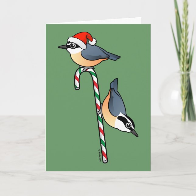 Nuthatch Santa Feiertagskarte (Vorderseite)