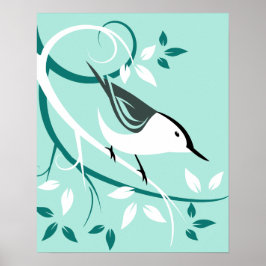Nuthatch stilisiertes Vogeldesign Poster
