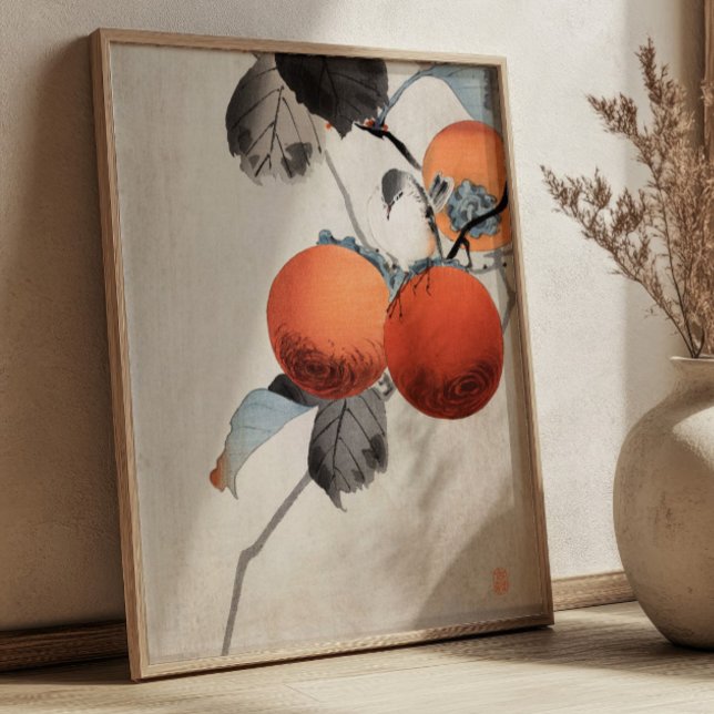 Nuthatcher atop Persimmons by Ohara Koson Japanese Poster (Von Creator hochgeladen)