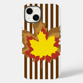Nutmeg Autumnal Streifen mit Blätter Case-Mate iPhone 14 Hülle