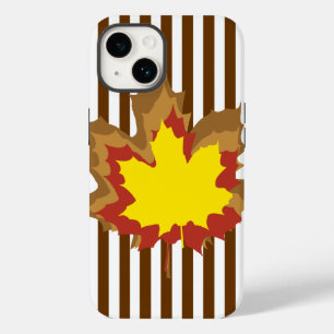 Nutmeg Autumnal Streifen mit Blätter Case-Mate iPhone 14 Hülle